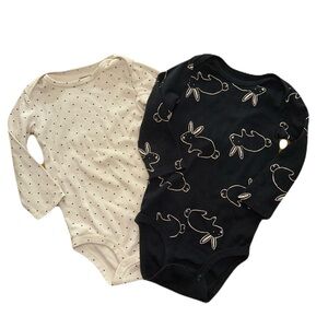 Carter's Heart and Bunny Print Long Sleeve Onesies (2), 18 Months